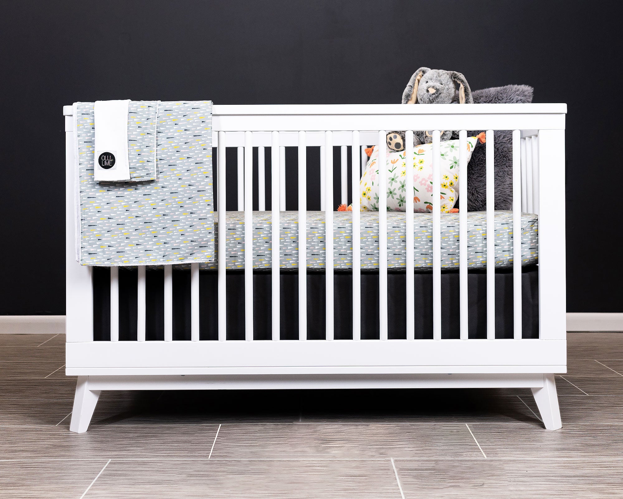 Jester's Hat - Deluxe Nursery Bedding Set - Multi-colored Hats on Sage - Olli+Lime